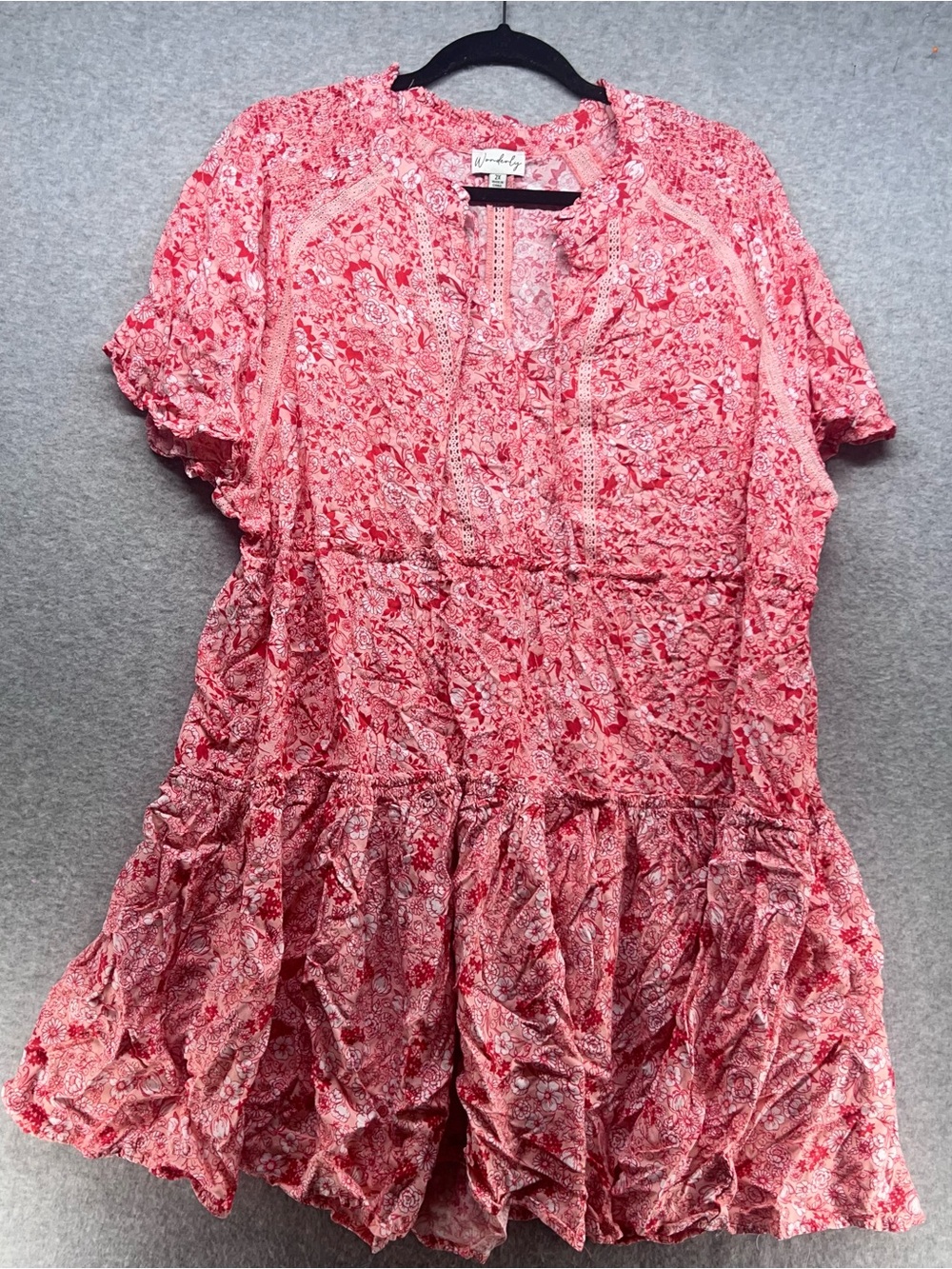 Wonderly Pink Floral Ruffle Mini Dress
